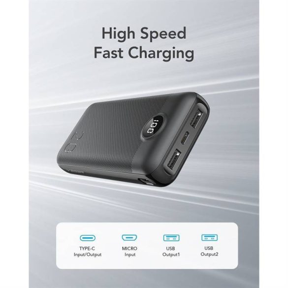 Power Bank VEGER L20S - 20 000mAh LCD gyorstöltő PD20W fehér (VP2039PD)