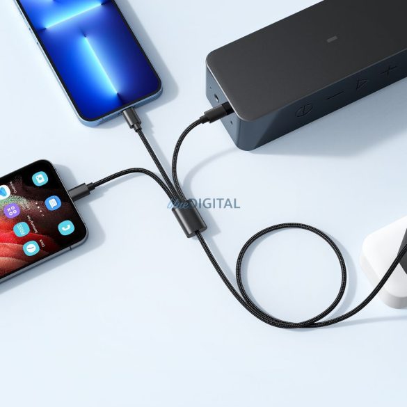 VEGER kábel 3 az 1-ben USB A - Type-C + Apple Lightning 8-tű + Micro 2A V303 1,2m fekete