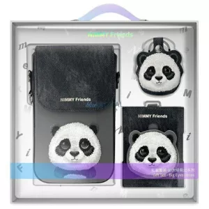 NIMMY 3 az 1-ben készlet: mobiltáska + pénztárcával + GPS-tok BIG EYED PET 2.0 Panda fekete