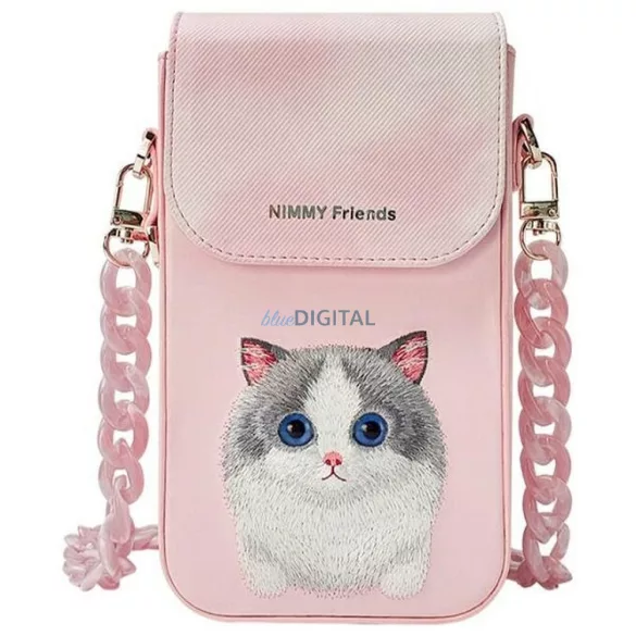 NIMMY 3 az 1-ben készlet: mobiltáska + pénztárcával + GPS-tok BIG EYED PET 2.0 Macska, rózsaszín