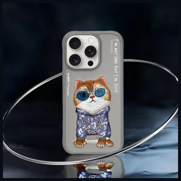 NIMMY „GLASSES COOL CAT” tok iPhone 16 Pro Max, szürke
