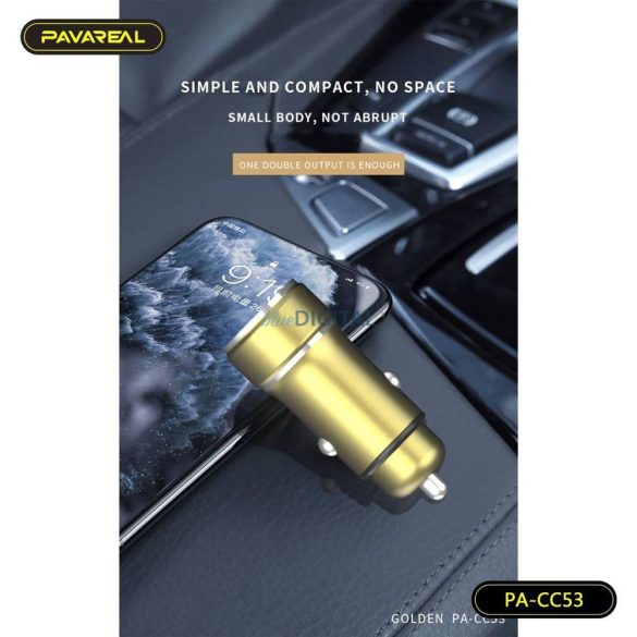 PAVAREAL autós töltő USB A + Type-C PD 30W PA-CC53 arany