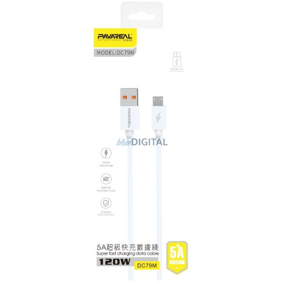 PAVAREAL kábel USB-Micro 5A PA-DC79M 1 m. fehér