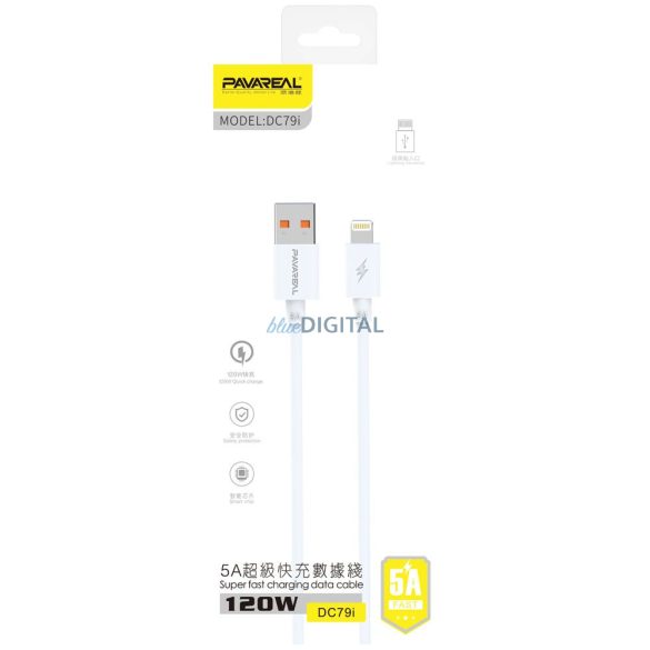 PAVAREAL kábel USB iPhone Lightning 5A PA-DC79I 1 m. fehér