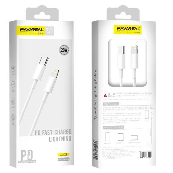 PAVAREAL Type-C kábel iPhone Lightning PA-X8 1 méter fehér