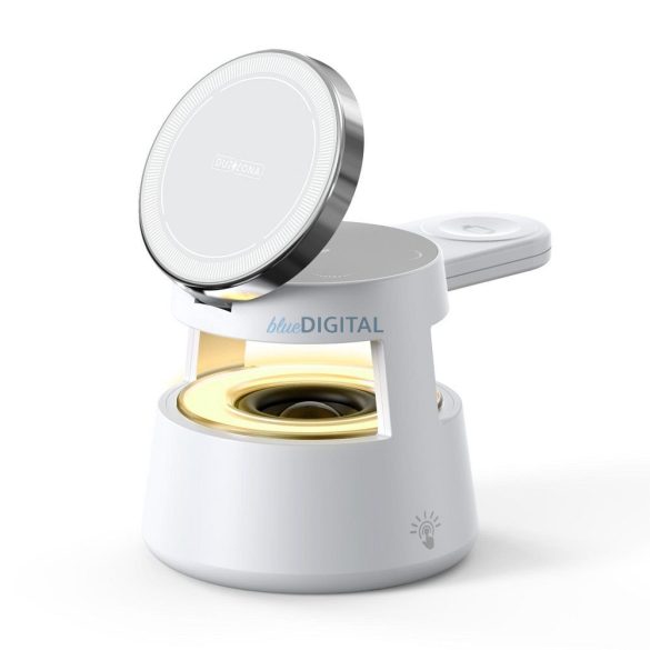 Duzzona W23 3-az-1-ben vezeték nélküli töltő + bluetooth hangszóró és éjjeli fény 15W - fehér