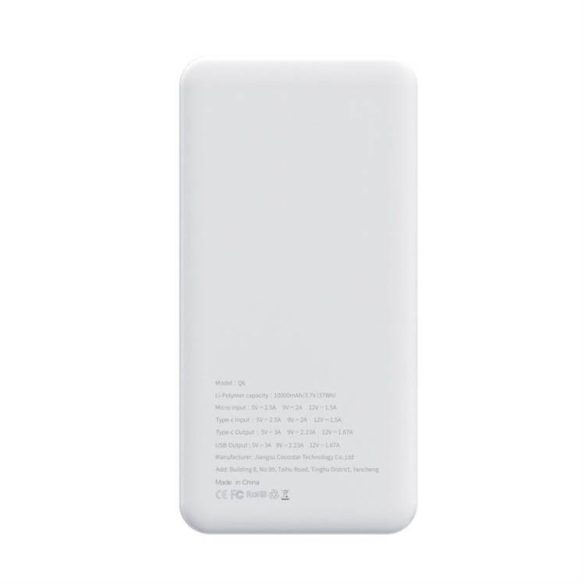 Power bank PURIDEA Q6 - 10 000mAh gyorstöltő QC3.0 PD3.0 20W fehér