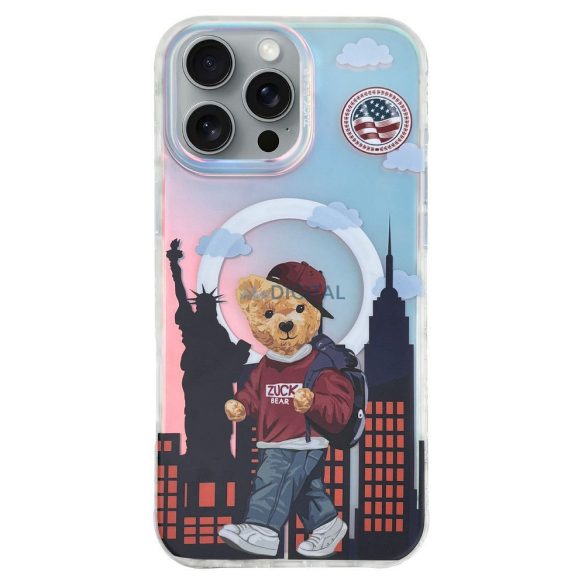 Zuck Bear Darnell Frosted Laser MagSafe-kompatibilis tok iPhone 16 - "New York" mintás