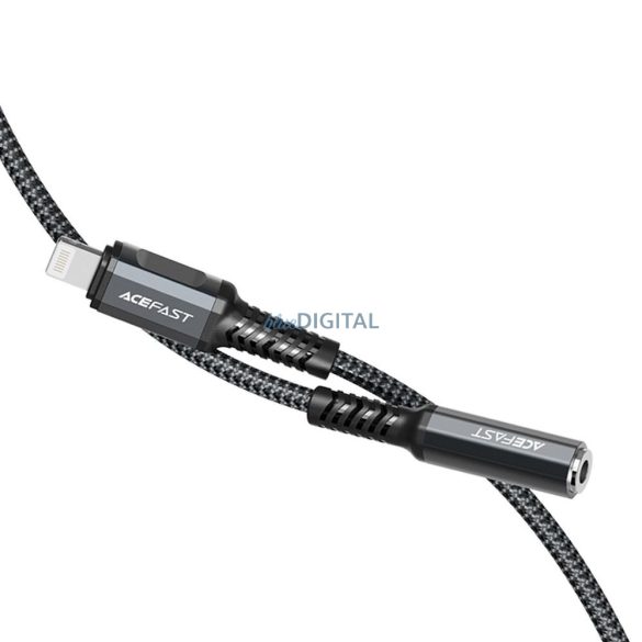 ACEFAST audio kábel Lightning 8-pin - Jack 3,5mm (anya) MFI alumínium ötvözet C1-05 18 cm mély űrszürke