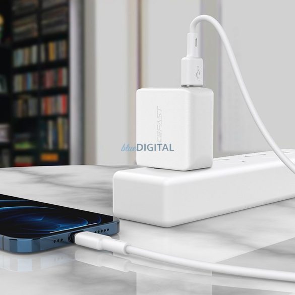 ACEFAST kábel USB A tp Lightning 8-pin MFI 2,4A C2-02 szilikon 1,2m fehér