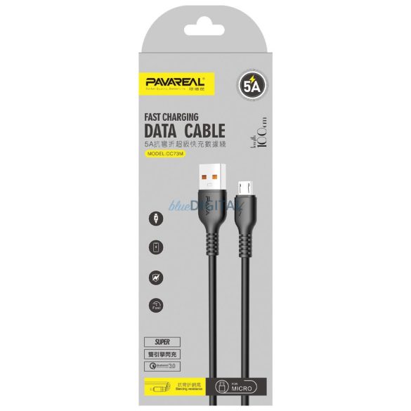 PAVAREAL kábel USB-Micro 5A PA-DC73M 1 m. fekete