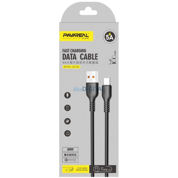 PAVAREAL kábel USB Type-C 5A PA-DC73C 1 m. fekete