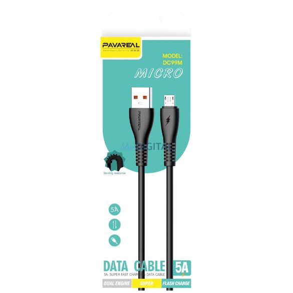 PAVAREAL kábel USB-Micro 5A PA-DC99M 1 m. fekete