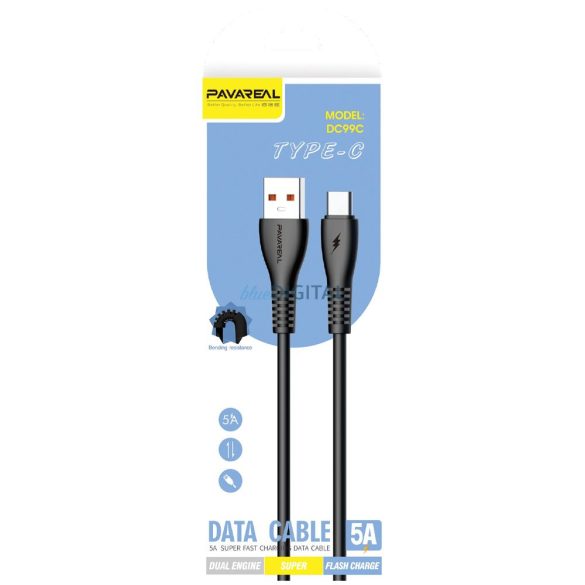 PAVAREAL kábel USB Type-C 5A PA-DC99C 1 m. fekete