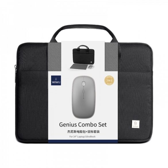 WiWU Genius Combo 3 az 1-ben vízálló laptoptáska 14" + egér + egérpad - fekete