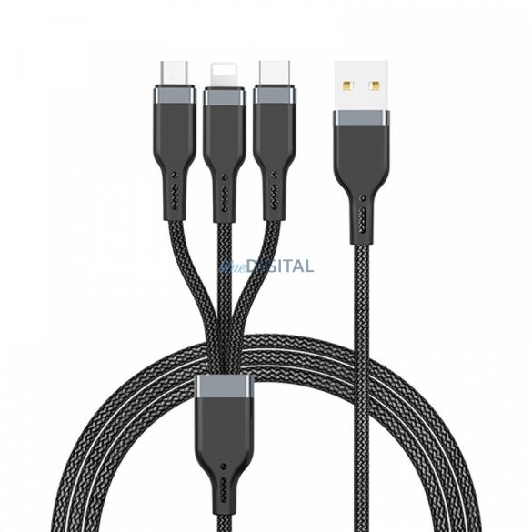 WiWU Wi-C019 USB-A - Lightning kábel 3A 1.2m - fekete