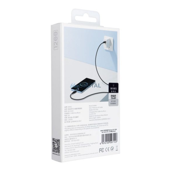 WiWU Wi-C019 USB-A - microUSB kábel 3A 1.2m - fekete