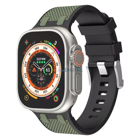 WiWU Wi-WB015 Kylin csereszíj Apple Watch 42/44/45/49 mm - olajzöld