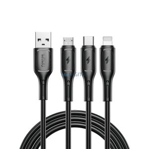 WiWU Wi-045E Starlink Series USB-A - Type-C/Lightning/micro USB kábel 3.1A 100cm - fekete