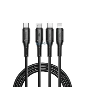 WiWU Wi-046E Starlink Series Type-C - Lightning/micro USB/Type-C kábel 60W 100cm - fekete