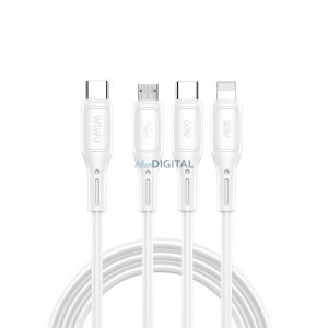 WiWU Wi-046E Starlink Series Type-C - Lightning/micro USB/Type-C kábel 60W 100cm - fehér