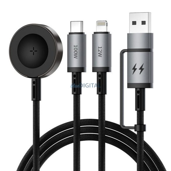 WiWU Wi-C050 Legend Series USB-A/Type-C - Type-C/Lightning kábel 100W 1m - fekete