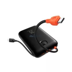   Veger K2 (W2068) powerbank 1xUSB-A és 1xUSB-C csatlakozással beépített Type-C és Lightning kábellel 20000mAh 35W PD QC3.0 - fekete