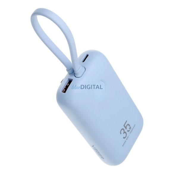 Veger W1188 powerbank beépített Type-C és Lightning kábellel 10000mAh 35W QC3.0 PD - kék