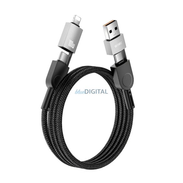 WiWU Wi-C051 Raptor Series USB-A/Type-C - Type-C/Lightning kábel 100W 1.2m - fekete