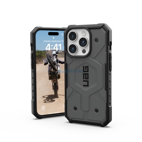 ( UAG ) Urban Armor Gear Pathfinder Magsafe kompatibilis iPhone 15 PRO ezüst színű tok