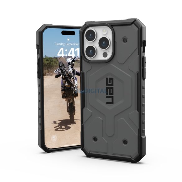 ( UAG ) Urban Armor Gear Pathfinder Magsafe kompatibilis iPhone 15 PRO MAX ezüst színű tok