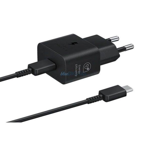 Eredeti fali töltő Samsung GaN szupergyors töltő EP-T2510XBEGEU USB Type-C 3A 25W fekete buborékfólia