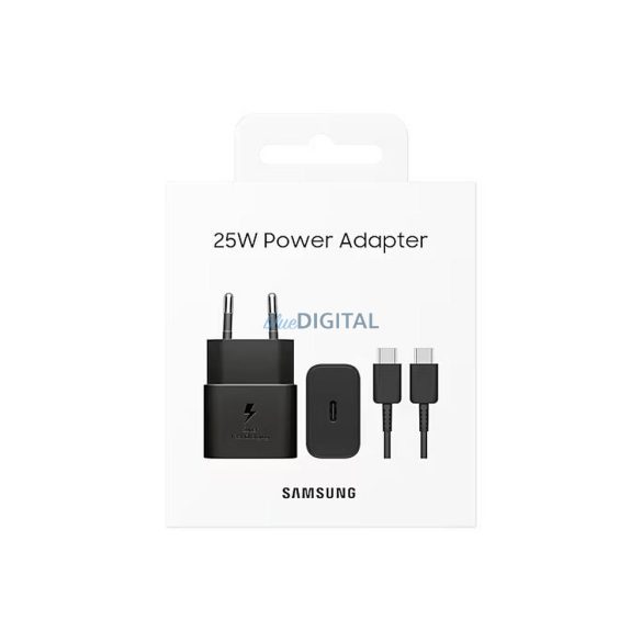 Eredeti fali töltő Samsung GaN szupergyors töltő EP-T2510XBEGEU USB Type-C 3A 25W fekete buborékfólia