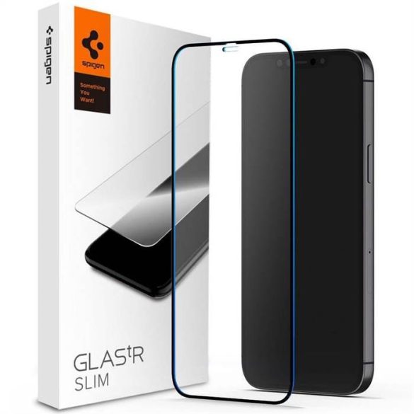 Tok Spigen Glass FC iPhone 12/12 Pro fekete
