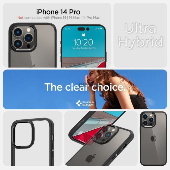 SPIGEN Ultra hibrid tok IPHONE 14 PRO matt fekete