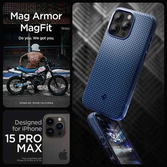 SPIGEN Mag Armor Magsafe kompatibilis iPhone 15 PRO MAX tengerészkék tok