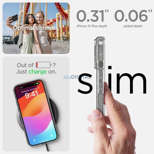 SPIGEN Liquid Crystal tok iPhone 15 PLUS csillogó kristály