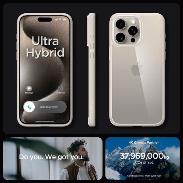 SPIGEN Ultra Hybrid iPhone 15 PRO természetes titánium tok