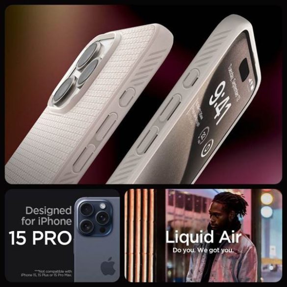 SPIGEN folyékony Air tok iPhone 15 PRO természetes titánium
