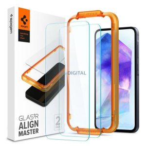 Spigen ALM GLAS.TR edzett üveg felhelyezést segítő kerettel Samsung Galaxy A55 5G - 2 db