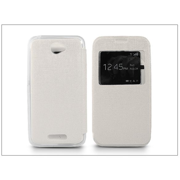 Sony Xperia E4 (E2104/E2105) S-View Flexi oldalra nyíló flipes tok - fehér