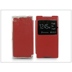 Sony Xperia Z5 Compact (E5803) S-View Flexi oldalra nyíló flipes tok - piros