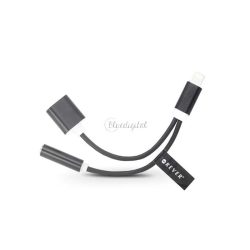   Lightning + USB adapter 3,5 mm jack füllhallgatóhoz - 2in1 - fekete