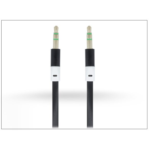 3,5 - 3,5 mm jack audio kábel 1 m-es lapos vezetékkel - fekete