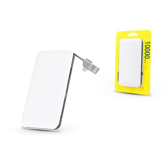 Univerzális hordozható, asztali akkumulátor töltő -  Silk USB 2.1A Power Bank - 10.000 mAh - white