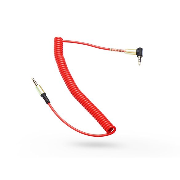 3,5 - 3,5 mm jack audio kábel spirál vezetékkel - piros/arany