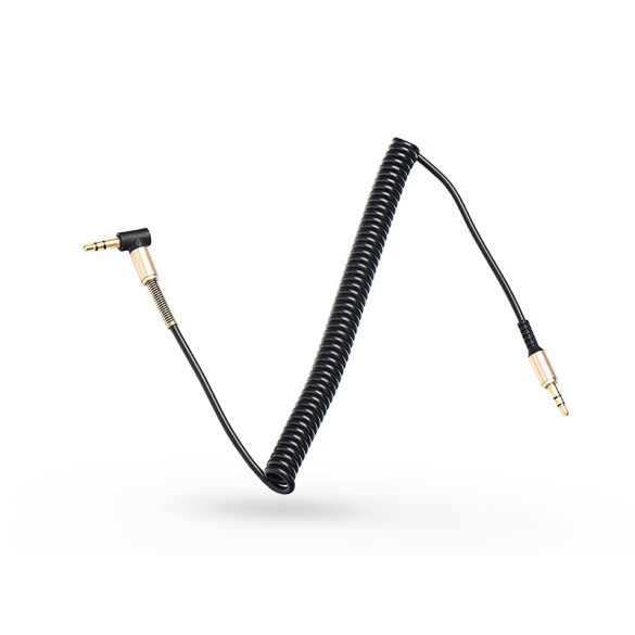 3,5 - 3,5 mm jack audio kábel spirál vezetékkel - fekete/arany