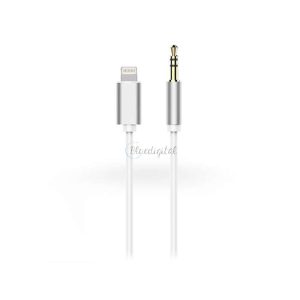 Lightning - 3,5 mm jack audio kábel 1 m-es vezetékkel - fehér/ezüst