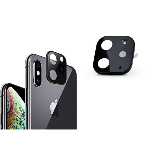 Hátsó kameravédő borító + lencsevédő edzett üveg/átalakító - Apple iPhone X/XS/XS Max készülékről Apple iPhone 11 Pro-ra - fekete