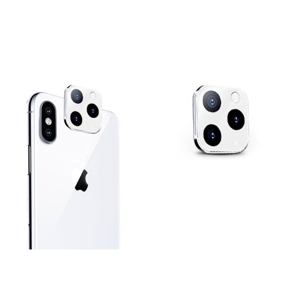 Hátsó kameravédő borító + lencsevédő edzett üveg/átalakító - Apple iPhone X/XS/XS Max készülékről Apple iPhone 11 Pro-ra - fehér